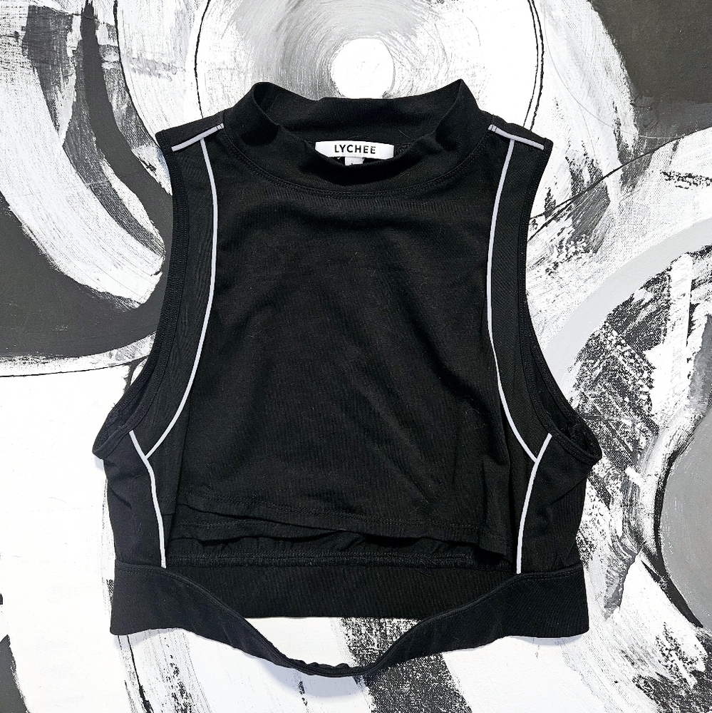 Lychee the Label Tofu Reflective Detail Cut Out Crop Top
